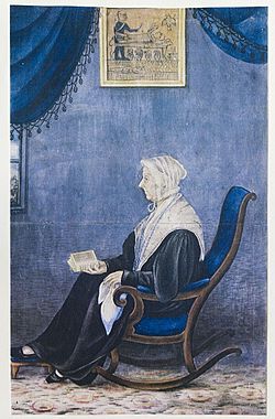 Lucy Mack Smith Painting with Book of Abraham Vignette