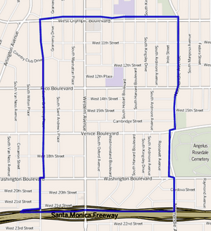 Harvard Heights, as delineated by the Los Angeles Times