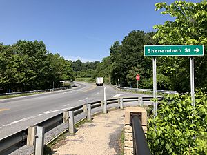 2019-05-16 10 23 25 View south along U.S. Route 340 (William L. Wilson Freeway) at U.S. Route 340 Alternate (Shenandoah Street) in Harpers Ferry, Jefferson County, West Virginia