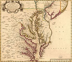A new map of Virginia, Maryland and the improved parts of Pennsylvania & New Jersey. LOC 2007625604 (cropped)