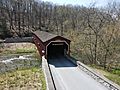 Colemanville Covered Bridge from the air-1