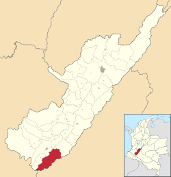Location of the municipality and town of Acevedo, Huila in the Córdoba Department of Colombia.