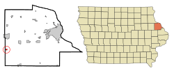 Location of Worthington, Iowa