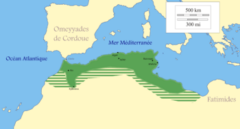 Zirid territory (green) at its maximum extent around the year 980