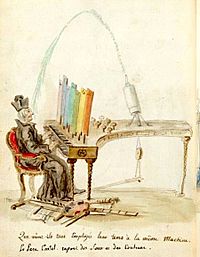 A caricature of Louis-Bertrand Castel's "ocular organ"