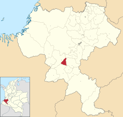 Location of the municipality and town of Sucre, Cauca in the Cauca Department of Colombia.