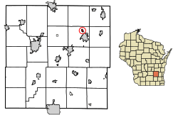 Location of Kekoskee in Dodge County, Wisconsin.