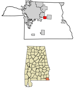 Location of Avon in Houston County, Alabama.