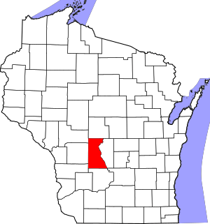 Map of Wisconsin highlighting Juneau County