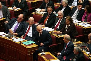 PASOK MPs in the Greek parliament during 2009 budget discussion