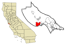Location in Santa Cruz County and the state of California