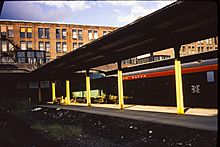South Station Boston, terminal building and unused platforms, 1970