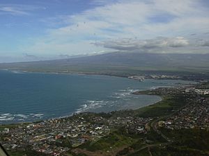 Aerial view, with Kahului Harbor in background