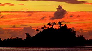 Sunrise over Marara Beach and Motu, Bora Bora, French Polynesia, 3 July, 2012