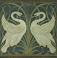 Swan and Rush and Iris wallpaper Walter Crane