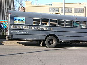 Vegetable oil fuelled bus at South by South West festival, Austin, Texas (March 2008)