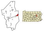 Location of Berwick in Columbia County, Pennsylvania.