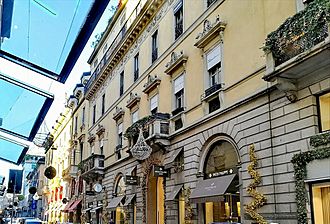 Decorations and lights adorn the Via Monte Napoleone in Milan
