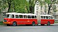 Historical bus Jelcz 021 (-549, reg. KR 55G, built 1975), owned by MPK Kraków. This is the only remaining vehicle of this class in the world. Przyjazni Av, Nowa Huta, Poland.jpg