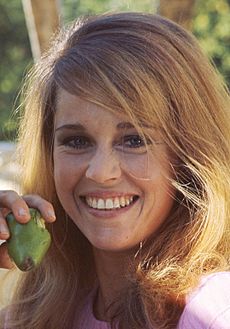 Jane Fonda holding pear