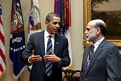 President Barack Obama meets with Federal Reserve Chairman Ben Bernanke 4-10-09