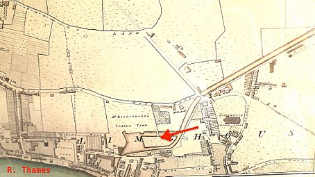 The Limehouse end of the Limehouse Cut c.1800