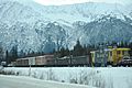 Alaska railroad, open and closed cars, near Alyeska area, Seward Highway, making a winter run, 1093, south east of Anchorage, Alaska, USA (11878202086)
