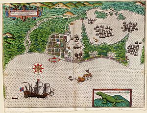 Boazio-Sir Francis Drake in Cartagena