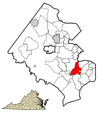 Location of Franconia in Fairfax County, Virginia