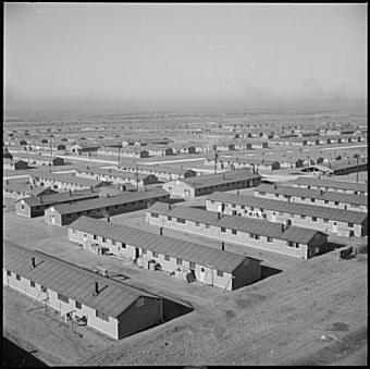 Granada Relocation Center, Amache, Colorado. A general all over view of a section of the emergency . . . - NARA - 539071.jpg