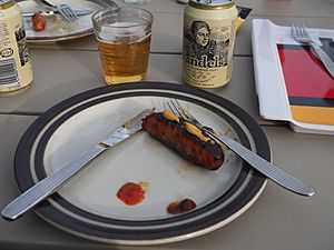 Grilled sausage and beer