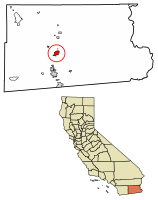 Location of Brawley in Imperial County, California.