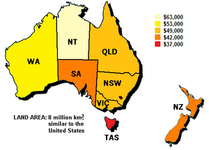 Map of median household income in Australia