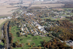 New Carlisle from the air, looking East