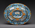 Oval basin or dish with subject from Amadis of Gaul MET DP320592