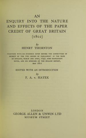Thornton - Enquiry into the nature and effects of the paper credit of Great Britain, 1939 - 5734278