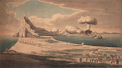 Vue du siege de Gibraltar et explosion des batteries flottantes 1782
