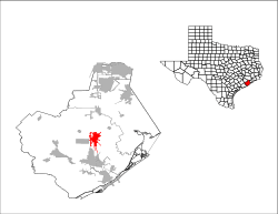 Location of Angleton in Brazoria County, Texas