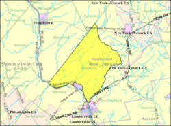 Census Bureau map of Delaware Township, Hunterdon County, New Jersey