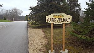 Greeting road sign for Young America, Wis.jpg