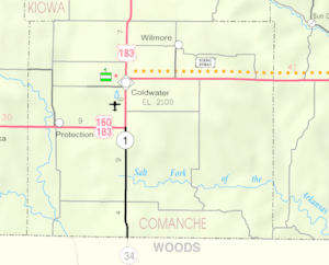 KDOT map of Comanche County (legend)