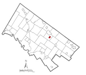 Location of North Wales in Montgomery County, Pennsylvania.