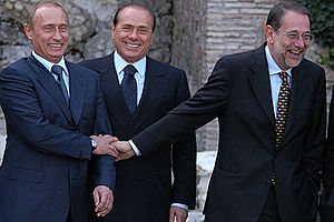 Vladimir Putin, Silvio Berlusconi and Javier Solana