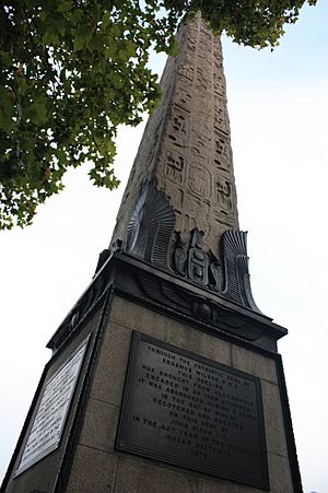 Cleopatra's Needle and the plaque to Erasmus Wilson at its base