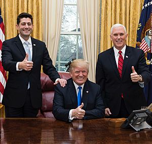 Donald Trump with Paul Ryan and Mike Pence 2017-12-20