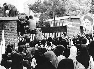 Iran hostage crisis - Iraninan students comes up U.S. embassy in Tehran