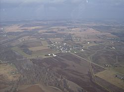 Aerial view of Logansville from the south