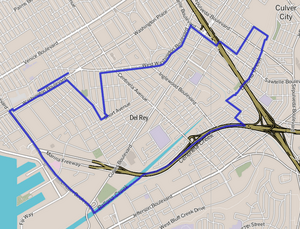 Map of Del Rey neighborhood, Los Angeles, California