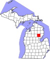 State map highlighting Ogemaw County