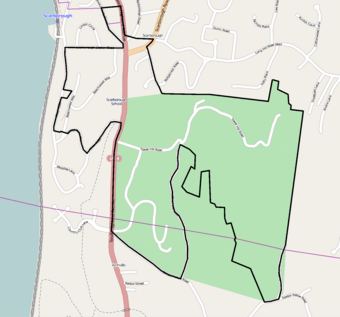 Street map showing district boundaries